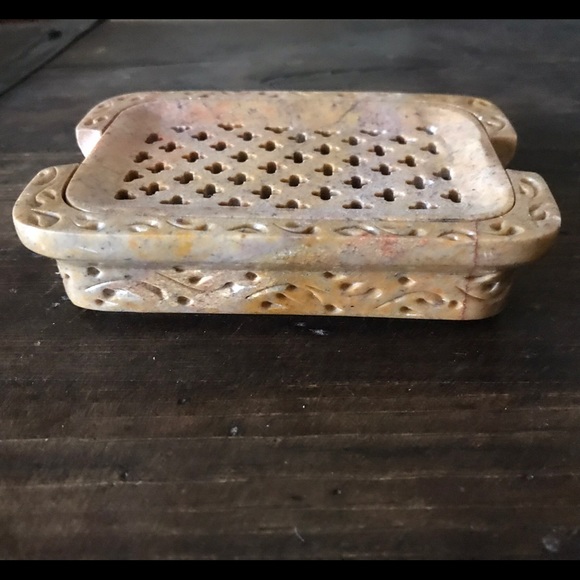 Natural Hand Carved Stone Soapdish Soap Holder 2pc - Picture 9 of 10